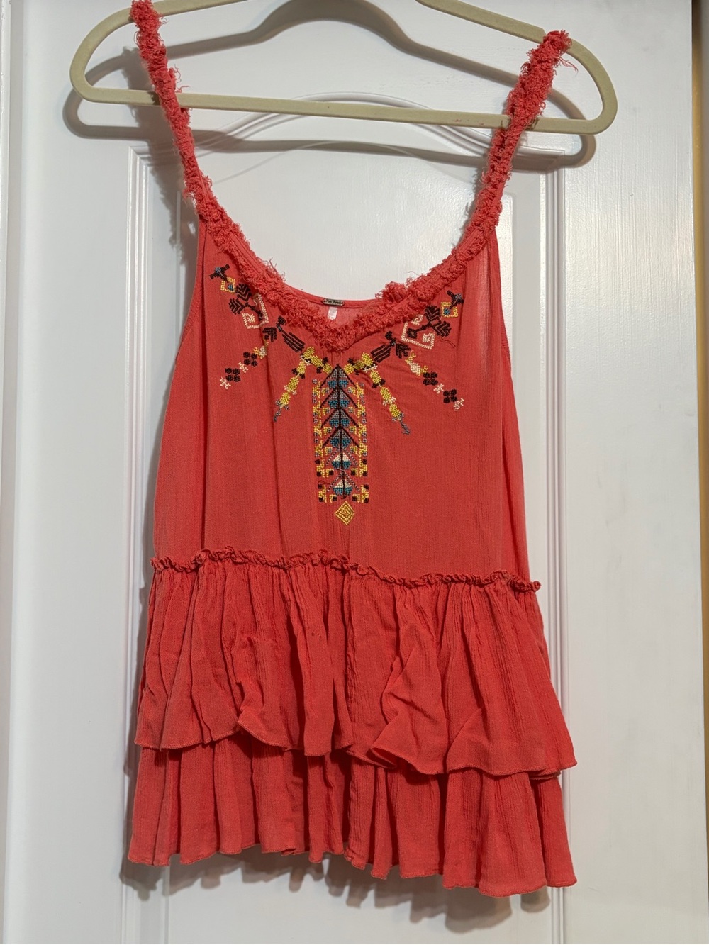Free People Embroidered Tiered Tank